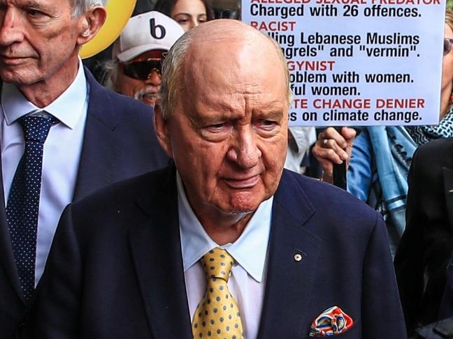 SYDNEY, AUSTRALIA - DECEMBER 18: Alan Jones leaves the SydneyÃ¢â¬â¢s Downing Centre Local Court on December 18, 2024 in Sydney, Australia. Jones, the prominent Australian broadcaster, has been charged with 26 offenses related to historical sexual abuse, involving multiple complainants and incidents allegedly occurring between 2001 and 2019. The charges include aggravated indecent assault and sexual touching, with Jones maintaining his innocence and preparing to contest the allegations in court. (Photo by Roni Bintang/Getty Images)