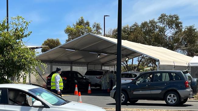 Aldinga Beach Covid-19 testing station at Pridham Boulevard, Aldinga Beach on Tuesday. Picture: Keryn Stevens