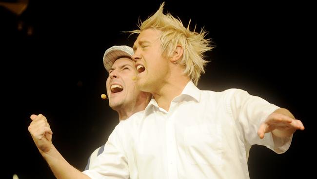 Perfect in Shane Warne the Musical in 2009. Picture: Alan Place.