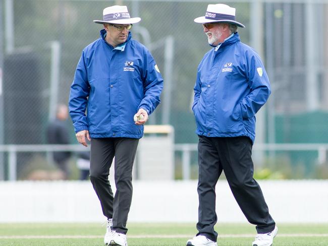 Bill Sheahan with colleague Greg Azzopardi. Pic: Arj Giese, Cricket Victoria