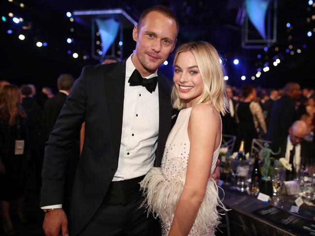 Alexander Skarsgard and Margot Robbie attend the 24th Annual Screen Actors Guild Awards at The Shrine Auditorium on January 21, 2018 in Los Angeles, California. Picture: Getty