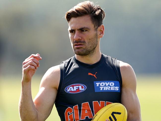 SYDNEY, AUSTRALIA - SEPTEMBER 12: Stephen Coniglio of the Giants trains during the Greater Western Sydney Giants AFL training session at VAILO Community Centre on September 12, 2023 in Sydney, Australia. (Photo by Brendon Thorne/Getty Images)