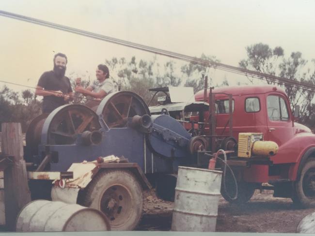 Undated picture of the truck with the diesel engine on the back which was used by Hayden Frisby and his sons to operate pulleys to extract gravel out of Snapper Point cave. Picture courtesy of Glen Gifford