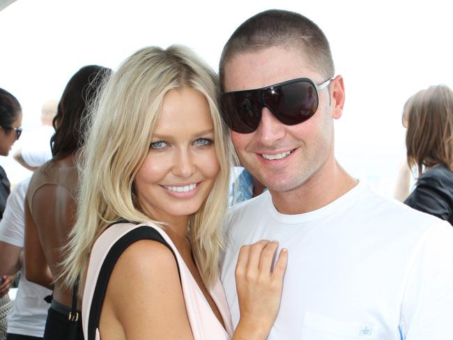 Lara Bingle and Michael Clarke at the 2010 New Year’s Day party at Icebergs in Bondi Beach, Sydney.