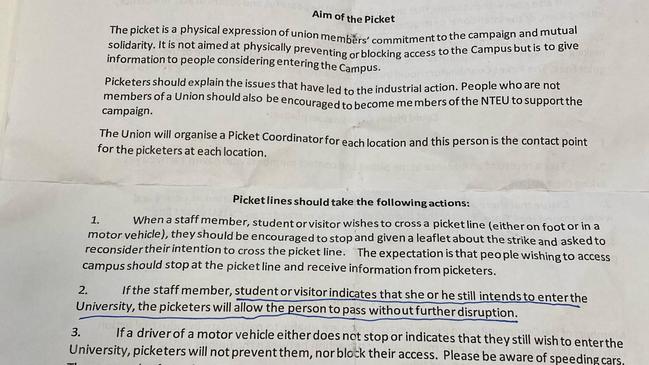 Sydney University’s Picket Line protocol. Supplied