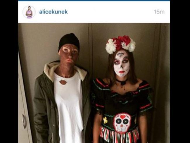 Liz Cambage slammed teammate Alice Kunek for her “blackface” Kanye West costume. Picture: Instagram