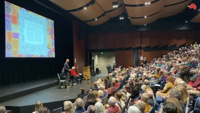 Yes campaigner Thomas Mayo recites the Uluru Statement from the Heart