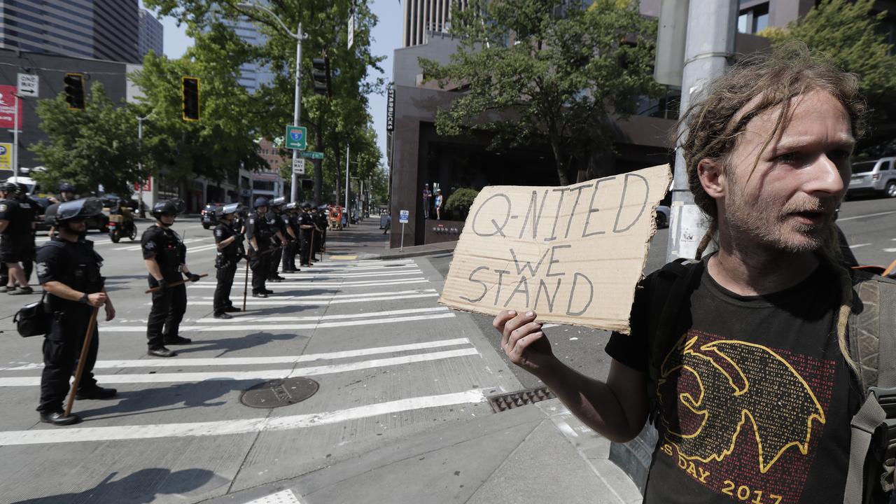 QAnon believers have long since protested in support of President Donald Trump. Picture: Ted S. Warren/AP Photo.