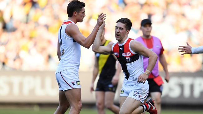 Jade Gresham celebrates one of his six goals last week. Picture: AAP Images