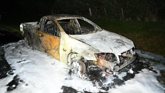 A torched Holden ute linked to the murder of Korey Kesici.