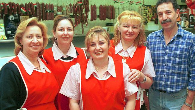 Staff Josephine Pintabona, Maria Valentino, Leanne Torresan, Sally Grgich and Joe De Abreu at the deli in September 2003. Picture: Nick Andrean