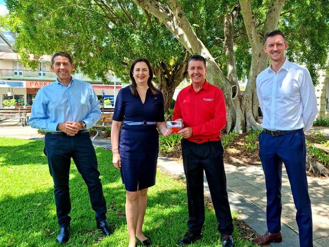 Premier Annastacia Palaszczuk in Maryborough with the city's MP Bruce Saunders at the trains announcement.