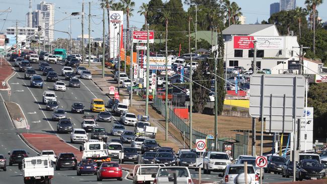 Traffic on Gympie Road in Chermside. Picture: Annette Dew