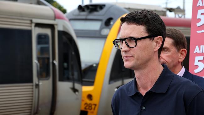 Transport Minister Bart Mellish at the official announcement of half priced Airtrain fares. Picture: David Clark