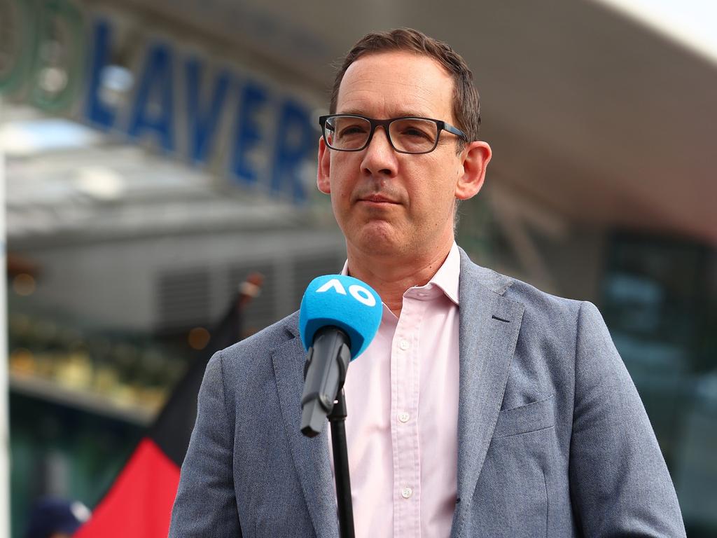 Tourism, sport and major events minister Steve Dimopoulos accused Brad Battin of “weasel words” for failing to publicly condemn neo-Nazis. Picture: Graham Denholm