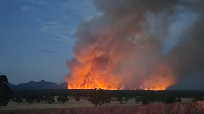 The southern end of the Grampians fire on Christmas Day. Picture: Pat Millear