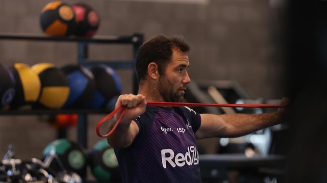 Melbourne Storm player Cameron Smith training at the Sunshine Coast training facility.