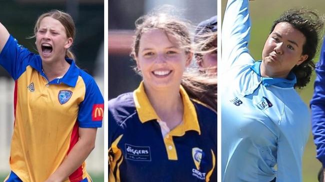 Representative cricketers Caoimhe Bray, Emily Humphreys, and Kate McTaggart ahead of the 2023 under-19 country championships. Photo: supplied