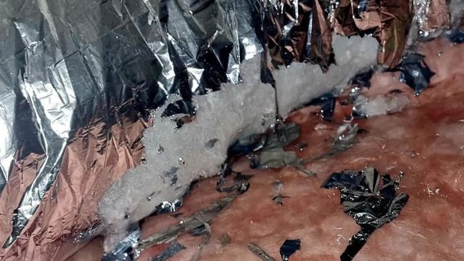 Rats ate through this roof insulation in Sydney. Picture: Supplied/ Pesty Girls