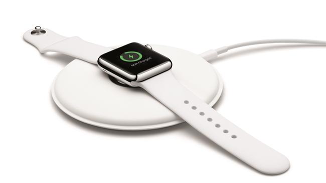 Apple Watch on its new magnetic charging dock.