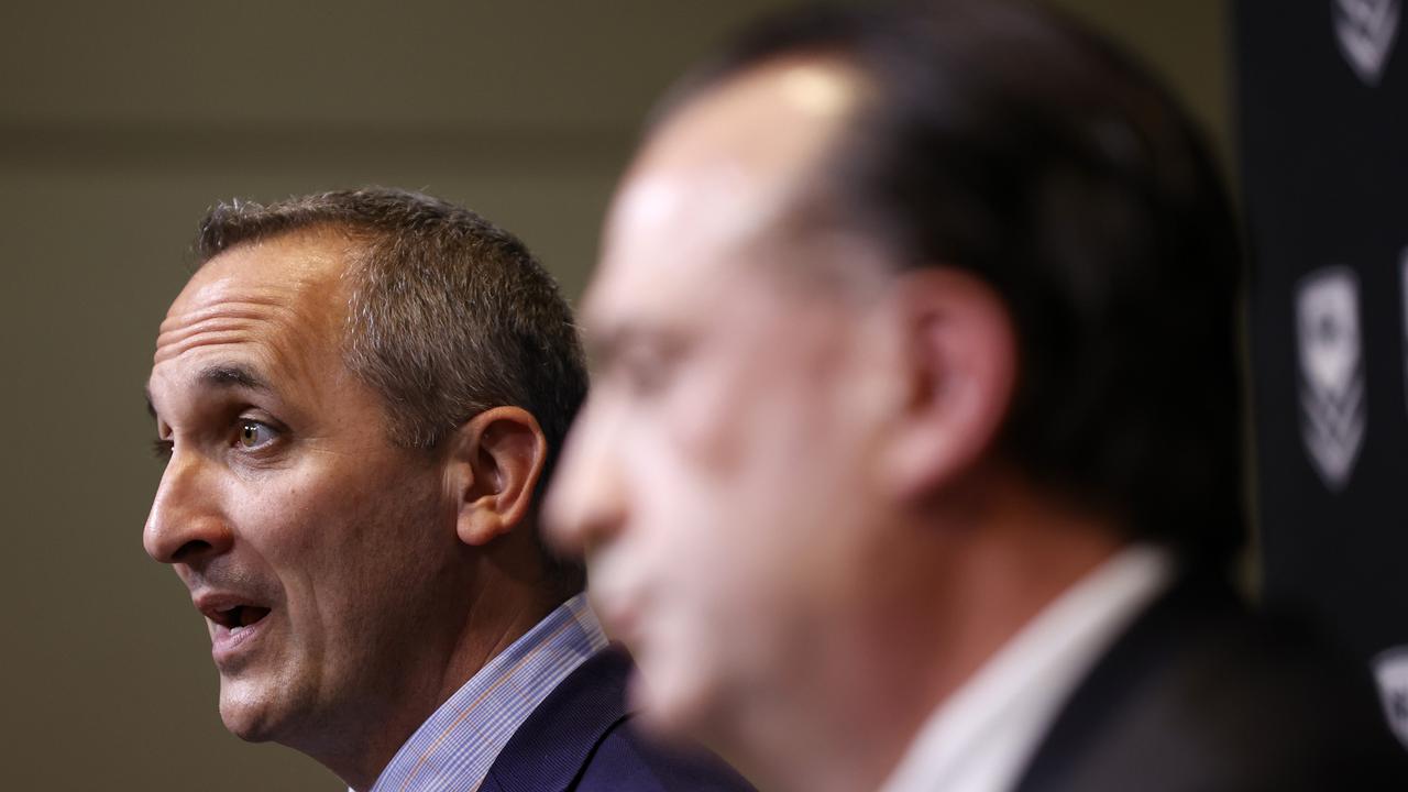 NRL CEO Andrew Abdo speaking during the announcement NSW will host the 2022 NRL Grand Final, during a press conference today at Rugby League Central in Moore Park. Picture: Jonathan Ng