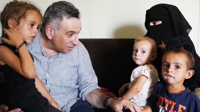 Kamalle Dabboussy with his daughter and her children in Syria. Picture: ABC