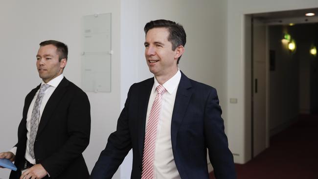 Trade Minister Simon Birmingham at Parliament House in Canberra. Picture: Sean Davey.