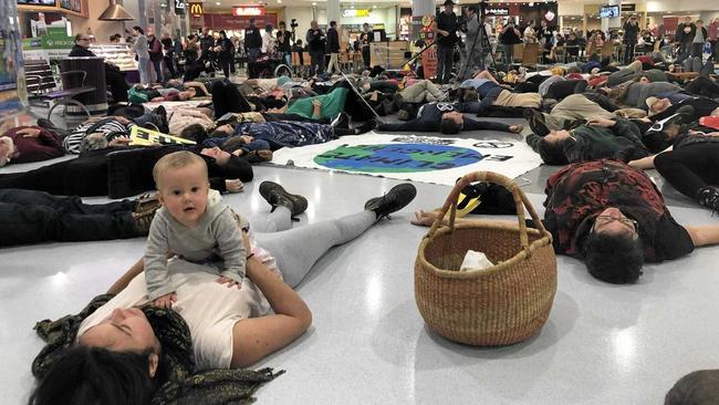 An Extinction Rebellion 'die-in' held at Lismore Shopping Square in June. Picture: Sophie Moeller