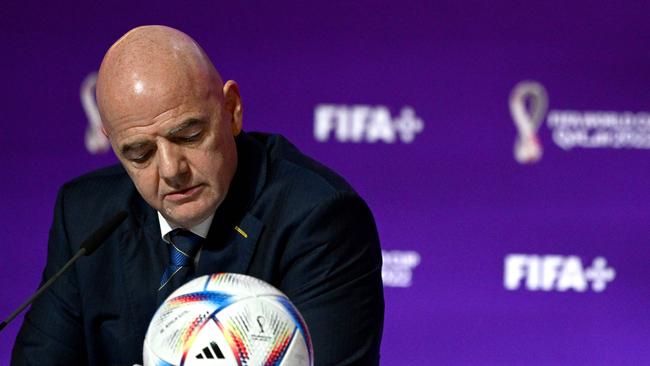 FIFA President Gianni Infantino seems to be doing what he demanded of football federations two weeks ago, focussing on the football. Picture: GABRIEL BOUYS / AFP