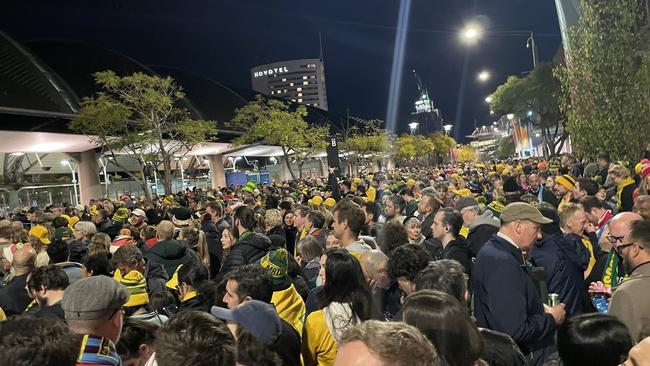 More than 75,000 fans at Stadium Australia faced major delays on the way home from the game as the transport network failed. Picture: Twitter