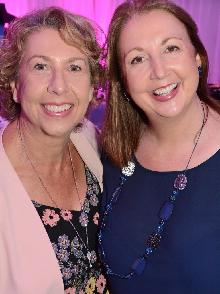 Jill Annear and Lisa Craig at Early Risers IWD breakfast at Sofitel Broadbeach. Picture: Regina King