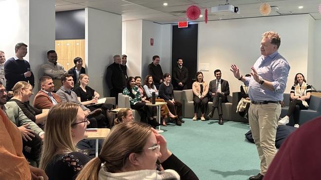 PwC Australia chief executive Kevin Burrowes during a staff meet and greet.