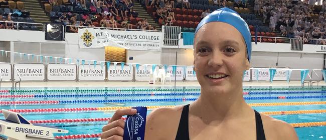 All Hallows School swim star Georgia Powell at the CaSSSA Cup swimming carnival held at Chandler.