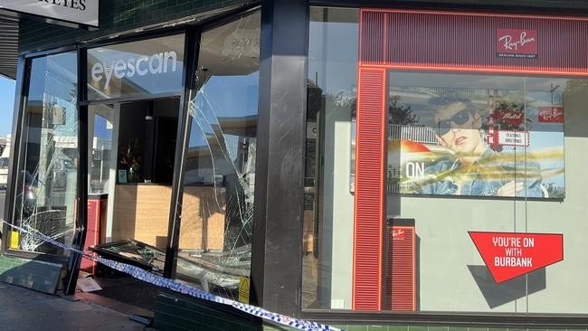 Thieves have smashed through the Designer Eyes store in Glenroy. Picture: Kathleen O'Connor/Seven News Melbourne Twitter.