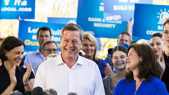 Queensland LNP leader Tim Nicholls meets supporters in his electorate of Clayfield.