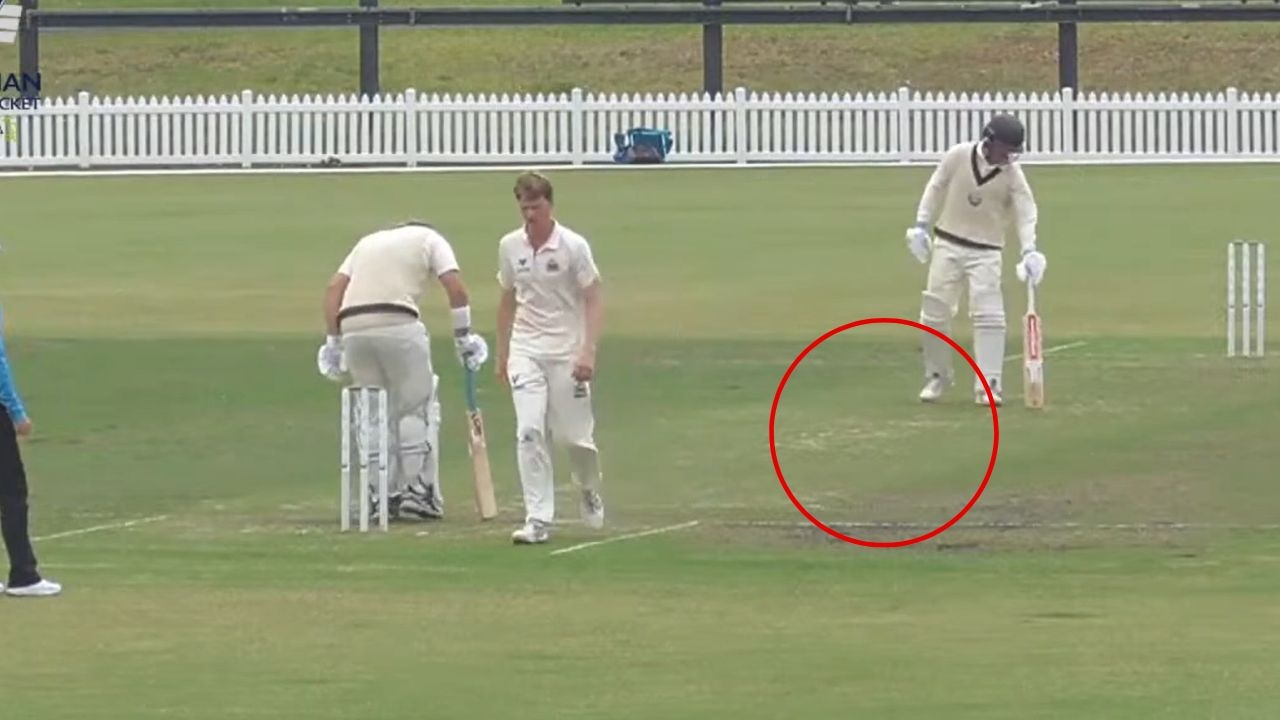 The green pitch used in Geelong's clash with Footscray. Picture: Play Cricket