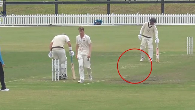 The green pitch used in Geelong's clash with Footscray. Picture: Play Cricket