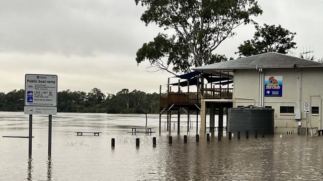 Sandy Hook has been inundated with flood waters after the Burnett River broke its banks late Friday afternoon.