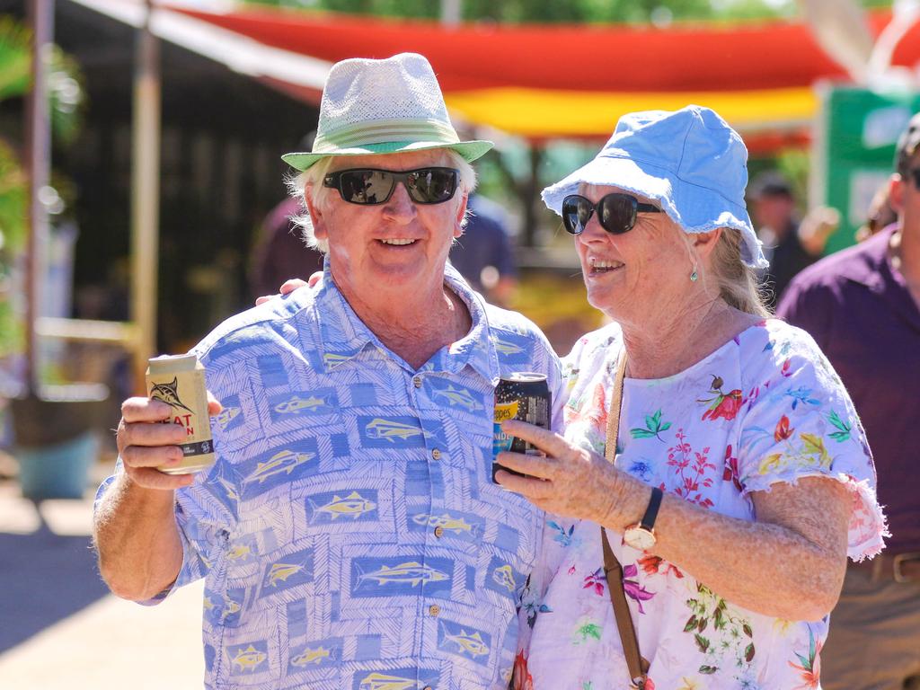 Peter Capp and Jenny Morris at the 2021 Adelaide River Races. Picture: Glenn Campbell