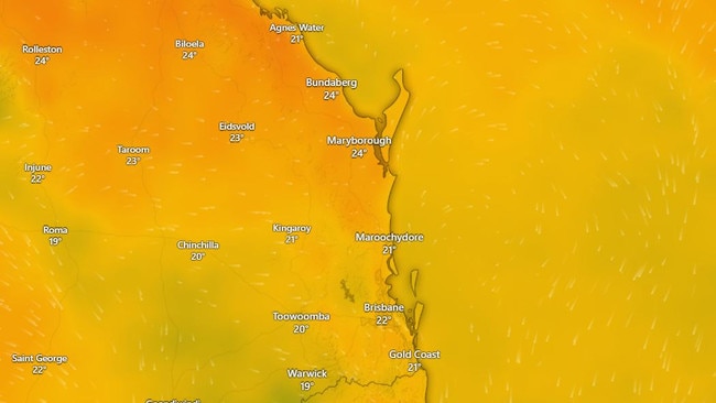 Brisbane has sweated through higher than average June temperatures. Picture: Windy.com