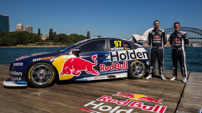 The launch of the Red Bull Holden Racing Team ZB Commodore on Sydney Harbour. Pic: Triple Eight