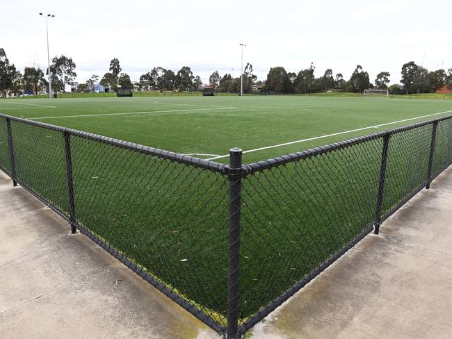 The Soccer Pitch is seen at Clifton Park at Brunswick west in Melbourne on Wednesday, July 9, 2017. Industrial Area's surrounding the park have been rezoned, which should bring more people to the area. (AAP Image/Jams Ross) NO ARCHIVING