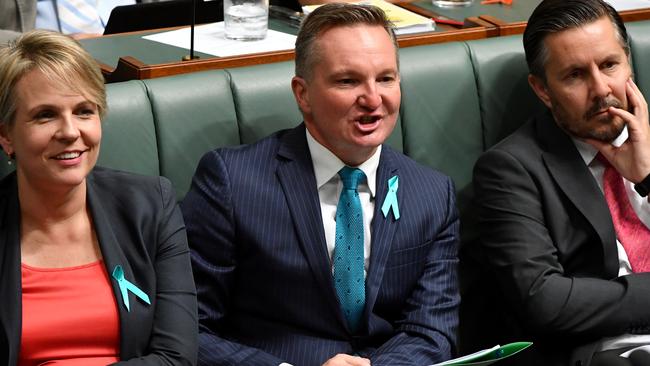 Shadow Treasurer Chris Bowen, centre. Picture: AAP.