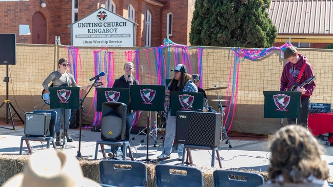 Music students from St Mary’s Catholic College playing at the Kingaroy BaconFest 2023.