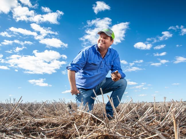 Graingrower Nigel Corish at Woodland, a 3600hectare property 370km west of Brisbane. 19th May 2023. pic David Martinelli (Contact Nigel - 0409904500).