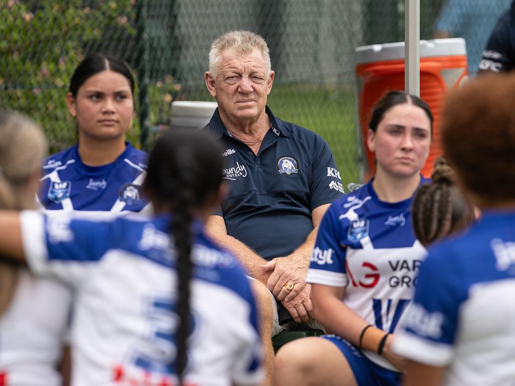 Phil Gould monitors Canterbury’s Tasha Gale Cup team. Picture: Julian Andrews