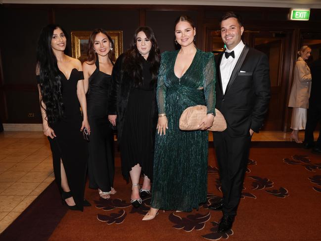 MELBOURNE, AUSTRALIA – MAY 28 2024 Heli, Thu, Brittany, Mia and Justin at the CommBank Young Hero Awards held at the Langham Hotel in Melbourne. Picture: Brendan Beckett