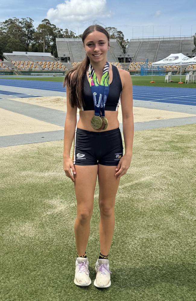 Lily Woods with another of her medal hauls.