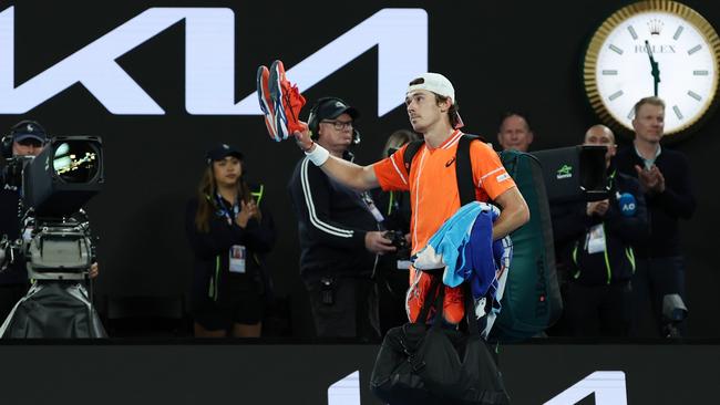 De Minaur says goodbye to the Australian Open in 2024. Picture: Getty Images