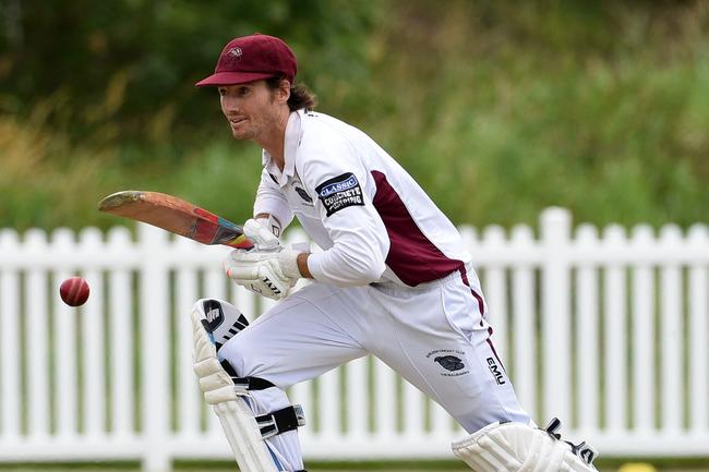 Cricket Gold Coast’s Kookaburra Cup. Day two between Mudgeeraba Nerang and Burleigh at Nerang RSL Oval. Burleigh batsman Eddie Burton in action. Picture: Steve Holland.